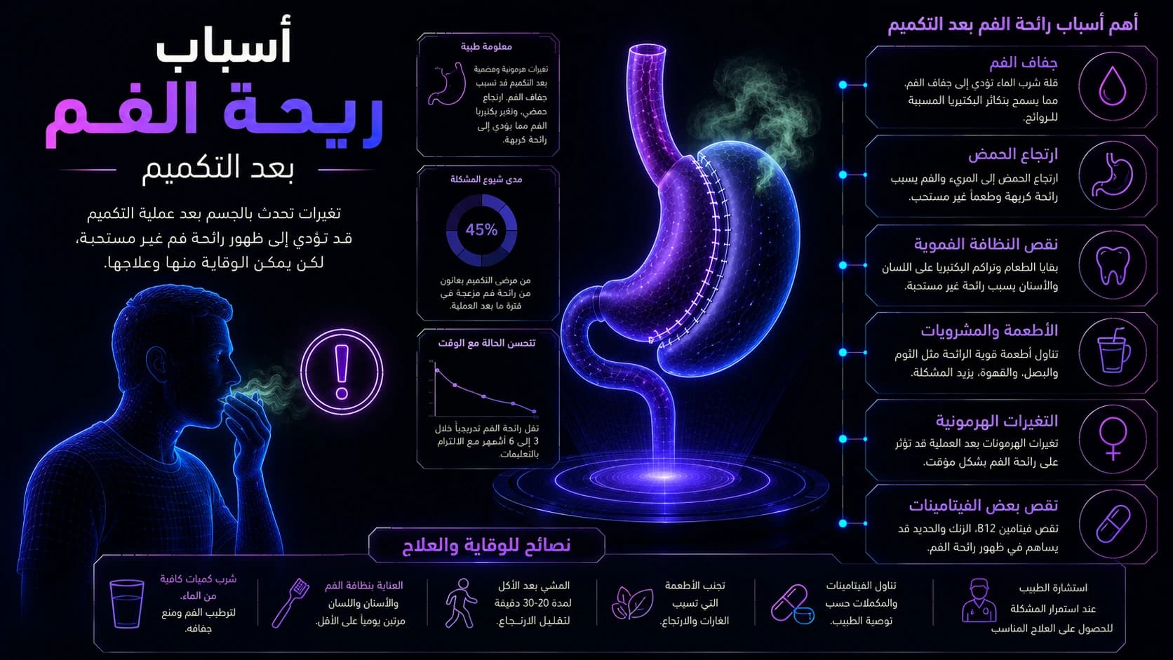 ريحة الفم بعد التكميم | الأسباب وطرق التخلص منها